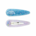 Japan Sanrio Original Kids Hair Pin 2pcs Set - Cinnamoroll / Glitter Blue - 1