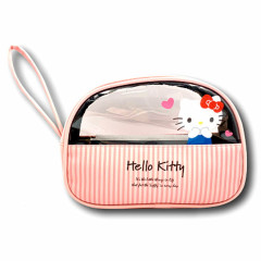 Japan Sanrio Multi Clear Pouch - Hello Kitty / Heart & Striped
