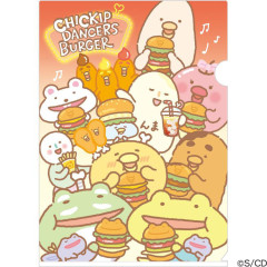 Japan San-X A4 Clear Holder - Chickip Dancers / Yummy Yummy Burger