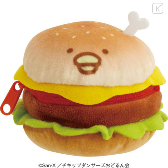 Japan San-X Plush Pouch - Chickip Dancers / Yummy Yummy Burger - 1