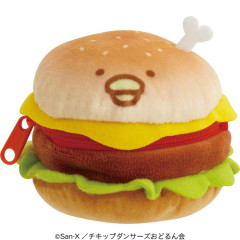 Japan San-X Plush Pouch - Chickip Dancers / Yummy Yummy Burger