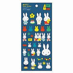 Japan Miffy Clear Seal Sticker - Flower Party / Navy