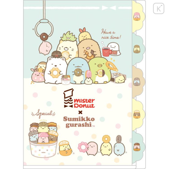 Japan San-X 5 Pockets A4 Index Holder - Sumikko Gurashi : Mister Donut A - 1