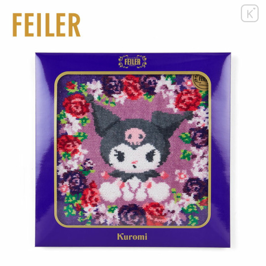 Japan Sanrio × Feiler Chenille Handkerchief - Kuromi - 1