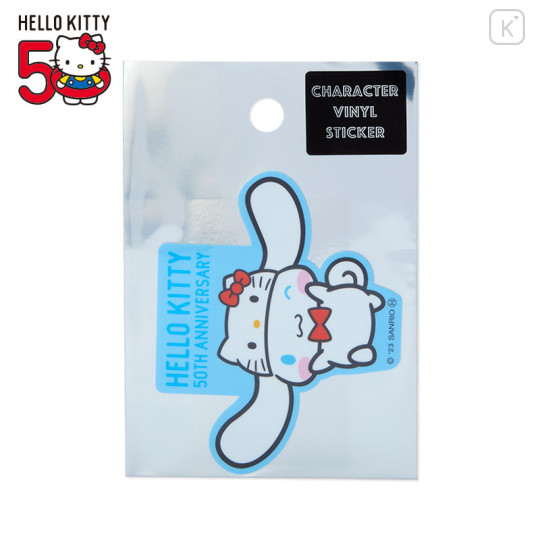 Japan Sanrio Die-cut Vinyl Sticker - Cinnamoroll / Hello Kitty 50th Anniversary - 1