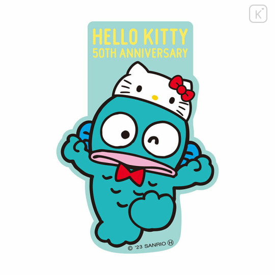 Japan Sanrio Die-cut Vinyl Sticker - Hangyodon / Hello Kitty 50th Anniversary - 2
