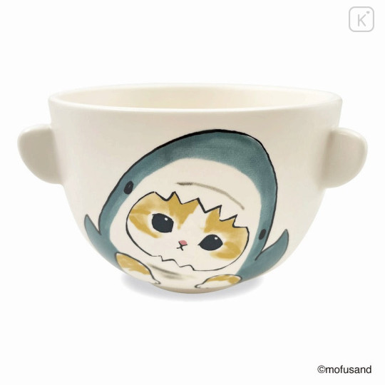 Japan Mofusand Ceramic Tea Bowl & Melamine Soup Bowl Set - Cat / Shark - 5