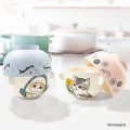 Japan Mofusand Ceramic Tea Bowl & Melamine Soup Bowl Set - Cat / Flower - 2