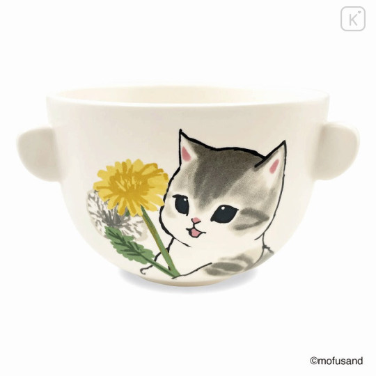 Japan Mofusand Ceramic Tea Bowl & Melamine Soup Bowl Set - Cat / Flower - 5