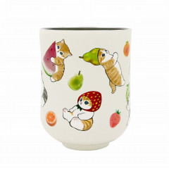 Japan Mofusand Insulated Stainless Steel Tumbler Cup - Cat / Fruits & Japanese Tea Cup Style