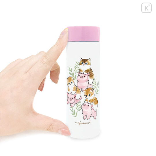 Japan Mofusand Mini Stainless Steel Water Bottle - Cat / Parrots - 2