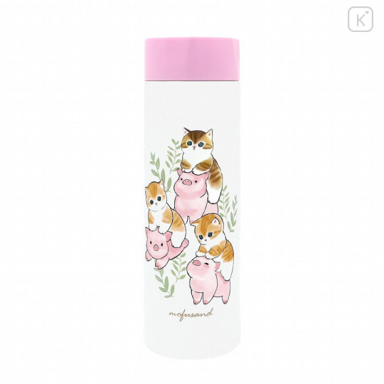 Japan Mofusand Mini Stainless Steel Water Bottle - Cat / Pig - 1