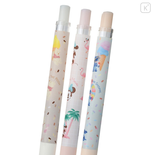 Japan Disney Store Juice Up Gel Pen 3pcs Set - Pooh & Minne Mouse & Stitch - 4