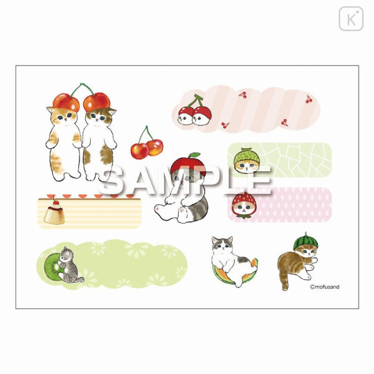 Japan Mofusand × Irodo Easy Rub Cloth Sticker - Cat / Fruits - 6