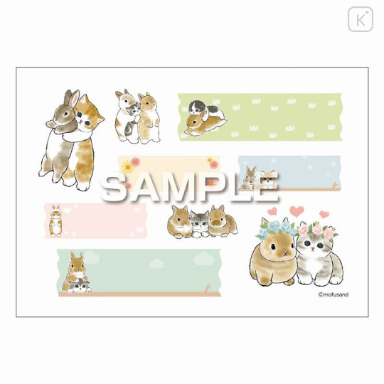 Japan Mofusand × Irodo Easy Rub Cloth Sticker - Cat / Rabbit - 6