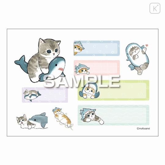 Japan Mofusand × Irodo Easy Rub Cloth Sticker - Cat / Shark - 6