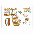 Japan Mofusand × Irodo Easy Rub Cloth Sticker - Cat / Burger - 6