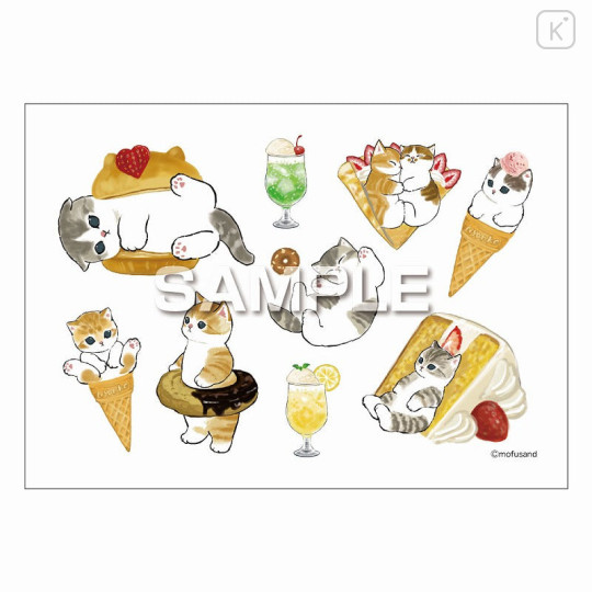 Japan Mofusand × Irodo Easy Rub Cloth Sticker - Cat / Dessert - 6