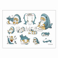 Japan Mofusand × Irodo Easy Rub Cloth Sticker - Cat / Sharks - 6