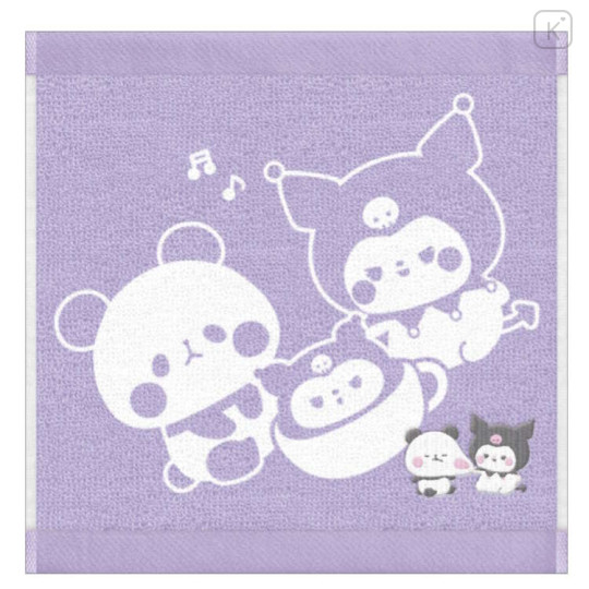 Japan Sanrio × Mochimochi Panda Jacquard Embroidered Towel Handkerchief - Kuromi / Purple - 1