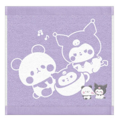 Japan Sanrio × Mochimochi Panda Jacquard Embroidered Towel Handkerchief - Kuromi / Purple
