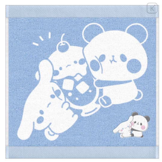Japan Sanrio × Mochimochi Panda Jacquard Embroidered Towel Handkerchief - Cinnamoroll / Blue - 1