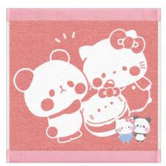 Japan Sanrio × Mochimochi Panda Jacquard Embroidered Towel Handkerchief - Hello Kitty
