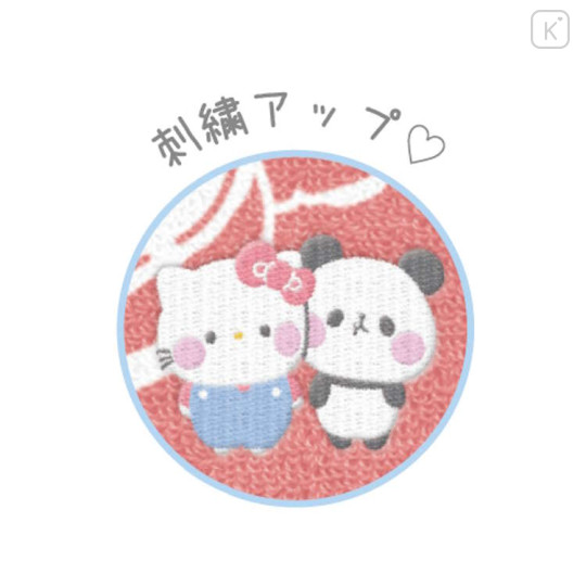 Japan Sanrio × Mochimochi Panda Jacquard Embroidered Towel Handkerchief - Hello Kitty - 2