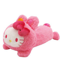 Japan Sanrio Fluffy Plush Pen Case - Hello Kitty / Cherry Pink Bunny