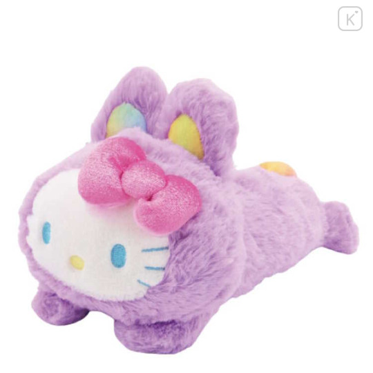 Japan Sanrio Fluffy Plush Pen Case - Hello Kitty / Purple Bunny - 1