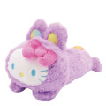 Japan Sanrio Fluffy Plush Pen Case - Hello Kitty / Purple Bunny - 1