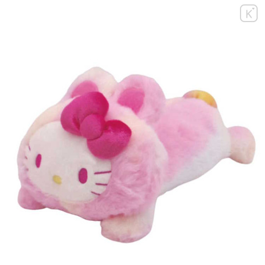 Japan Sanrio Fluffy Plush Pen Case - Hello Kitty / Pink Bunny - 1