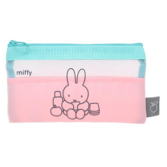Japan Miffy Mesh Pouch Pen Case - Pink & Bright Green Blue