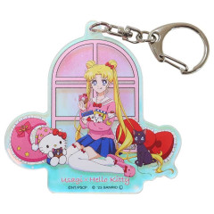 Japan Sanrio × Sailor Moon Aurora Acrylic Keychain - Sailor Moon / Hello Kitty & Luna