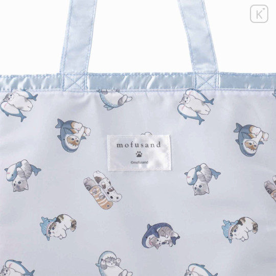 Japan Mofusand Store Satin Ruffle Tote Bag - Cat / Blue - 6