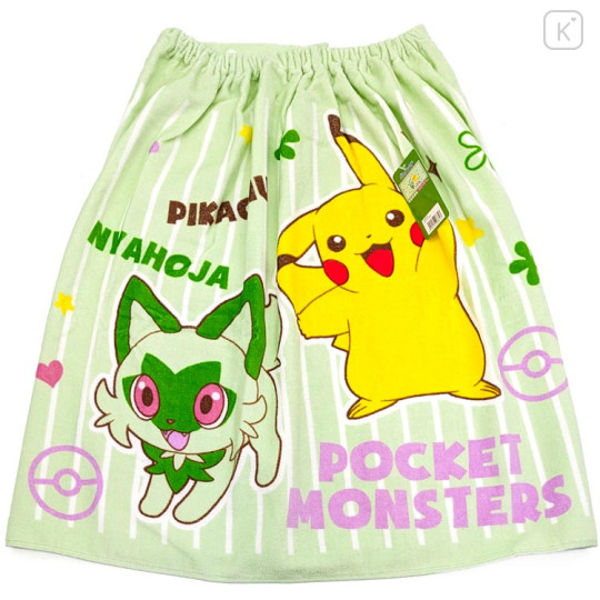 Japan Pokemon Wrapped Towel - Pikachu & Sprigatito / Green - 1