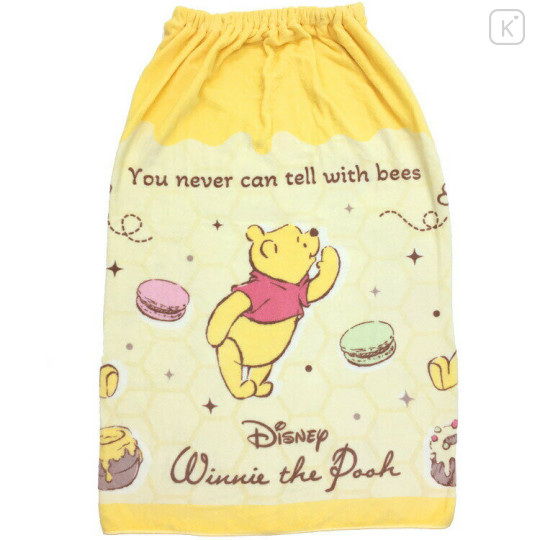 Japan Disney Kids Wrap Towel 80cm - Pooh : Yellow Quick Drying - 1