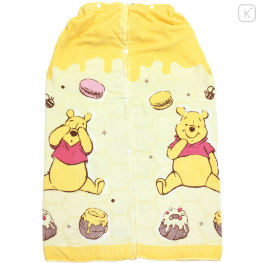 Japan Disney Kids Wrap Towel 80cm - Pooh : Yellow Quick Drying - 2