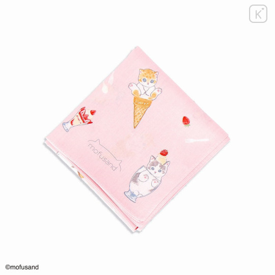 Japan Mofusand Bento Lunch Cloth - Cat / Ice Cream Pink - 2