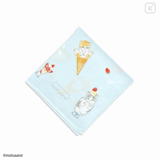 Japan Mofusand Bento Lunch Cloth - Cat / Ice Cream Blue - 2