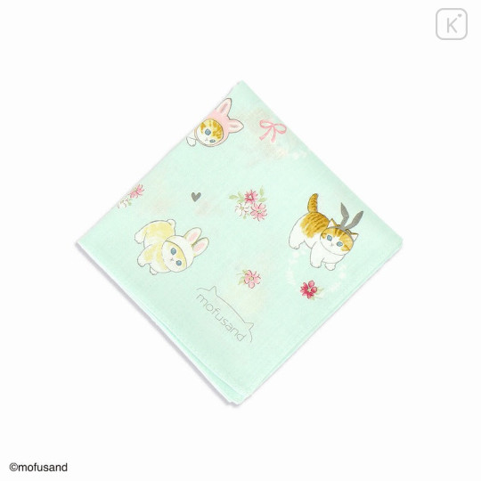 Japan Mofusand Bento Lunch Cloth - Cat / Rabbit Green - 2