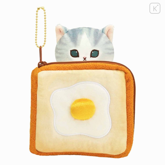 Japan Mofusand Keychain Plush Pouch - Cat / Egg Toast Nyan - 1