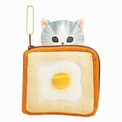 Japan Mofusand Keychain Plush Pouch - Cat / Egg Toast Nyan