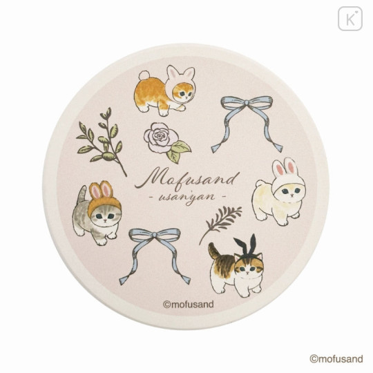 Japan Mofusand Store Water-absorbing Coaster - Cat / Rabbit Light Pink - 1