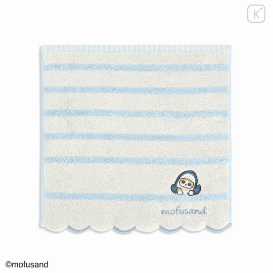 Japan Mofusand Embroidered Mini Towel - Cat / Shark Stripe - 1