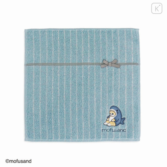 Japan Mofusand Embroidered Mini Towel - Cat / Shark Sitting Stripe - 1