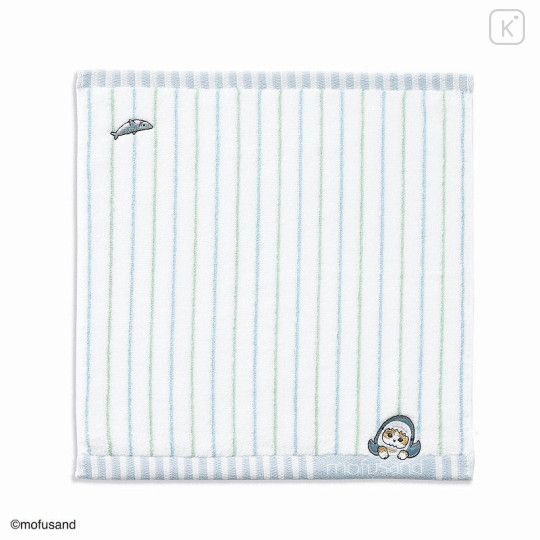 Japan Mofusand Embroidered Towel - Cat / Shark Stripe Blue - 1