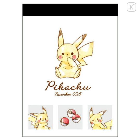 Japan Pokemon Mini Notepad - Pikachu / Number025 Black - 1