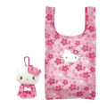 Japan Sanrio Eco Shopping Bag & Mascot Plush - Hello Kitty / Sakura Kimono / Pink - 1