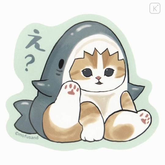 Japan Mofusand Exhibition Vinyl Sticker - Cat / Shark Huh? - 1